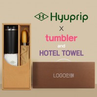 협립 3단60엔티크 고밀도 완전자동우산 +스마트온도계 카페텀블러+협립호텔코마170타월-세트